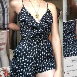 Angie size M blue flamingo romper